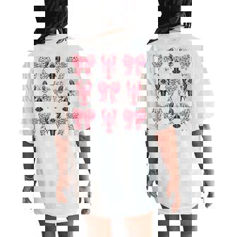 Cute Pink Bow Coquette Crawfish Clean Girl Aesthetic Lobster Women's Oversized Comfort T-Shirt Back Print - Seseable