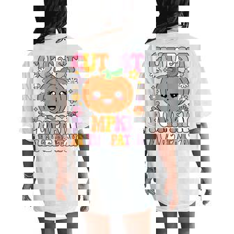 Cutest Pumpkin In The Patch Groovy Halloween Girls Women's Oversized Comfort T-Shirt Back Print - Thegiftio UK