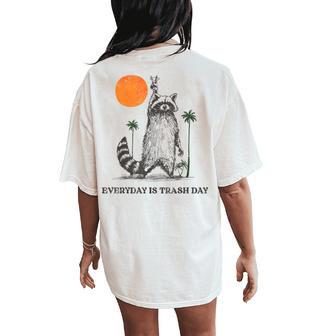 Everyday Is Trash Day Retro 90S Sunset Raccoon Trash Panda Women's Oversized Comfort T-Shirt Back Print - Thegiftio UK