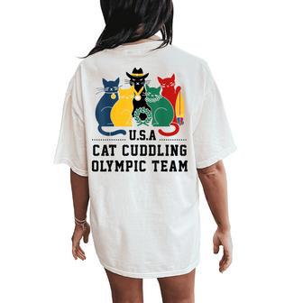 Cat Quote Cat Cuddling Olympic Team Cool Women Women's Oversized Comfort T-Shirt Back Print - Thegiftio UK