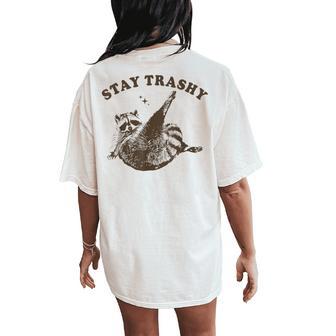 Raccoon Stay Trashy Vintage 90S Trash Panda Raccoon Women's Oversized Comfort T-Shirt Back Print - Thegiftio UK