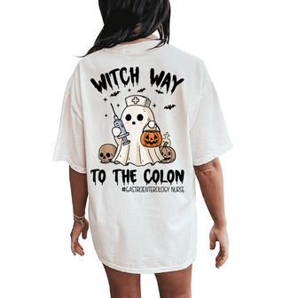 Gastroenterology Nurse Halloween Endo Nurse Ghost Endoscopy Women's Oversized Comfort T-Shirt Back Print - Thegiftio UK