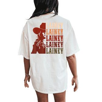 Girl Retro First Name Lainey Personalized Cowgirl Party Women's Oversized Comfort T-Shirt Back Print - Thegiftio UK