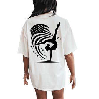 Girls 4Th Of July Gymnastics Usa American Flag Women's Oversized Comfort T-Shirt Back Print | Seseable UK
