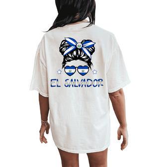 Girls El Salvador- Flag Salvadoran Hispanic Heritage Women's Oversized Comfort T-Shirt Back Print - Thegiftio UK