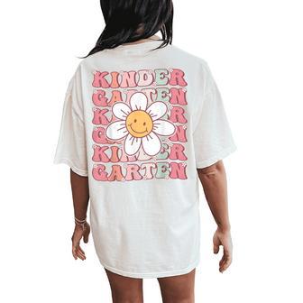 Groovy Kindergarten Back To School First Day Of Kindergarten Women's Oversized Comfort T-Shirt Back Print - Thegiftio UK