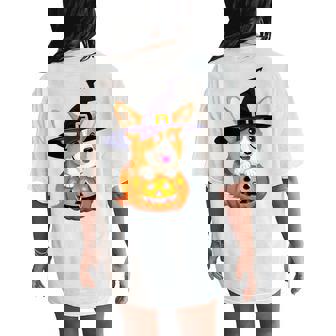 Halloween Corgi Witch Hat Boy Girl Women's Oversized Comfort T-Shirt Back Print - Seseable