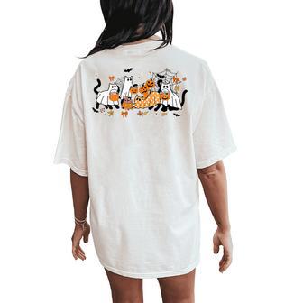 Halloween Cute Black Cats Ghost Costume Boy Girl Women's Oversized Comfort T-Shirt Back Print - Thegiftio UK