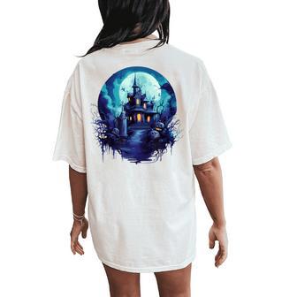 Halloween Haunted Mansion Top For Boys Girls Women Women's Oversized Comfort T-Shirt Back Print - Thegiftio UK