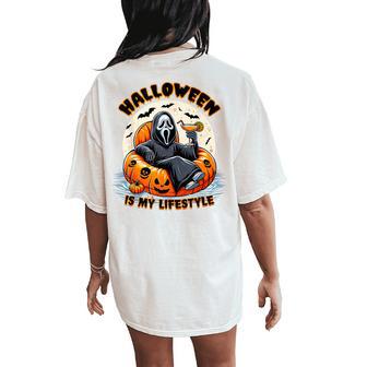Halloween Is My Lifestyle Skeleton Women Women's Oversized Comfort T-Shirt Back Print - Thegiftio UK