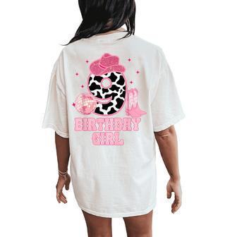 Happy 9Th Birthday Girl Outfit Rodeo Western Cowgirl Cowboy Women's Oversized Comfort T-Shirt Back Print - Thegiftio UK