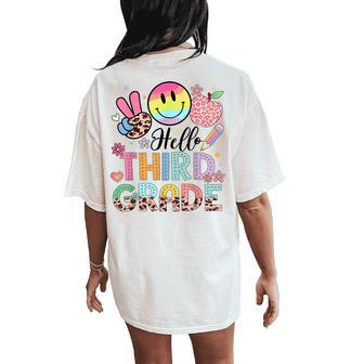 Hello 3Rd Grade Boy Girl Teacher Back To School 3Rd Grade Women's Oversized Comfort T-Shirt Back Print - Thegiftio UK