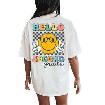 Hello Second Grade Teacher Kid Team 2Nd Grade Back To School Women's Oversized Comfort T-Shirt Back Print - Monsterry AU
