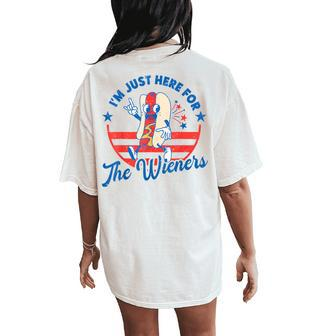 Hot Dog I'm Just Here For The Wieners 4Th Of July Women Women's Oversized Comfort T-Shirt Back Print - Monsterry DE