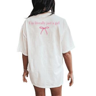 I'm Literally Just A Girl Sad Hamster Meme With Pink Ribbon Women's Oversized Comfort T-Shirt Back Print - Thegiftio UK