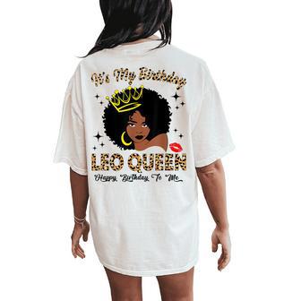 It's My Birthday Leo Queen African American Women Women's Oversized Comfort T-Shirt Back Print - Thegiftio UK