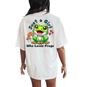 Just A Girl Who Loves Frogs Cute Toad For Amphibian Lover Women's Oversized Comfort T-Shirt Back Print - Thegiftio UK