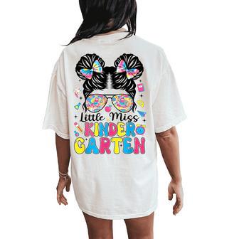 Little Miss Kindergarten Messy Bun Back To School First Day Women's Oversized Comfort T-Shirt Back Print - Thegiftio UK
