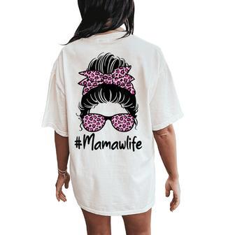Mamaw Life Hair Bandana Glasses Leopard Mother's Day Women's Oversized Comfort T-Shirt Back Print - Thegiftio UK