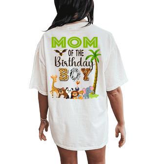 Mom Of The Birthday Boy Wild Zoo Theme Safari Party Women's Oversized Comfort T-Shirt Back Print - Thegiftio UK