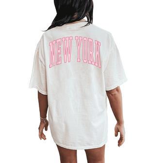 New York Cute Preppy Aesthetic Tweens N Girls Women's Oversized Comfort T-Shirt Back Print - Thegiftio UK