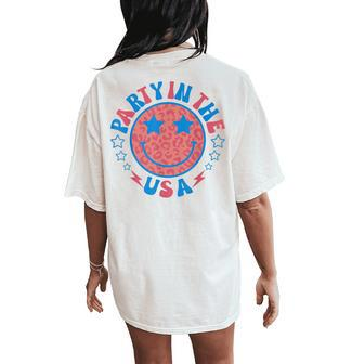 Party In The Usa 4Th Of July Preppy Smile Face Women Women's Oversized Comfort T-Shirt Back Print - Monsterry CA