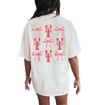 Pink Bow Cute Coquette Crawfish Clean Girl Aesthetic Women's Oversized Comfort T-Shirt Back Print | Seseable UK
