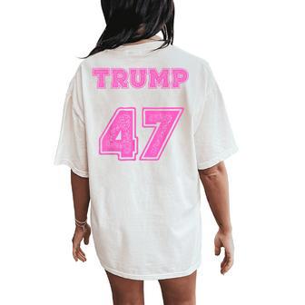 Pink Trump 47 Back Of Trump Jersey Women's Oversized Comfort T-Shirt Back Print - Thegiftio UK