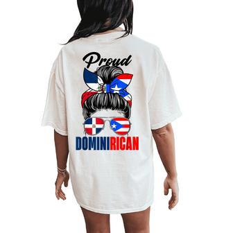 Proud Dominirican Girl Puerto Rico & Dominican Republic Flag Women's Oversized Comfort T-Shirt Back Print - Thegiftio UK