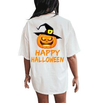 Pumpkin With Hat Happy Halloween Costume Children Women's Oversized Comfort T-Shirt Back Print | Seseable CA