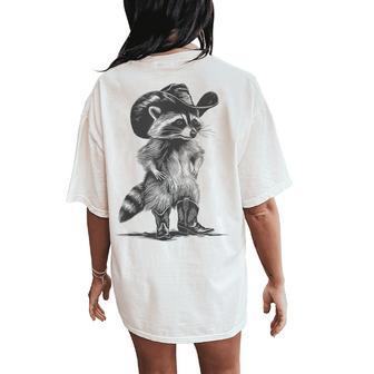 Racoon Cowboy Racoon Graphic Meme Women Women's Oversized Comfort T-Shirt Back Print - Thegiftio UK