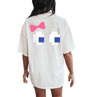 Retro Arcade Video Game Girl Pink Ghost Halloween Ribbon Women's Oversized Comfort T-Shirt Back Print - Thegiftio UK