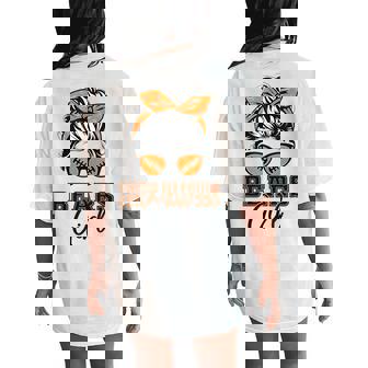 Retro Bears Girl Messy Bun Sports Fan Team Spirit Women's Oversized Comfort T-Shirt Back Print | Mazezy