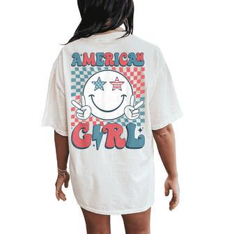 Retro Groovy 4Th Of July Girls Ns American Girls Women's Oversized Comfort T-Shirt Back Print - Monsterry CA