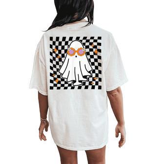 Retro Halloween Ghost Boo Fall Spooky Season Girls Women's Oversized Comfort T-Shirt Back Print - Thegiftio UK