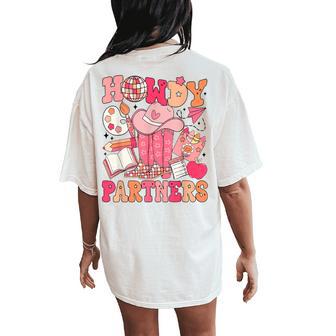Retro Howdy Teacher Disco Ball Cowboy Cowgirl Back To School Women's Oversized Comfort T-Shirt Back Print - Thegiftio UK