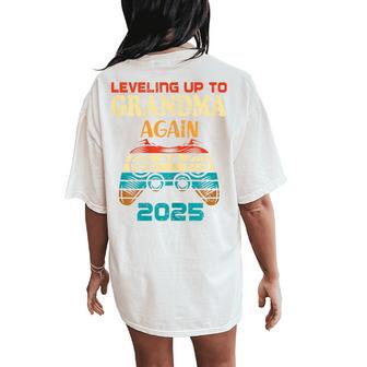 Retro Leveling Up To Grandma Again 2025 Promoted To Grandmom Women's Oversized Comfort T-Shirt Back Print - Thegiftio UK
