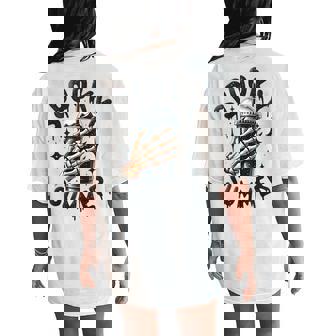 Retro Spooky Summer Skeleton Ice Coffee Summer Vacation Women's Oversized Comfort T-Shirt Back Print | Mazezy