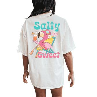 Salty But Sweet Summer Beach Flamingo Summer Vibes Women's Oversized Comfort T-Shirt Back Print - Monsterry UK
