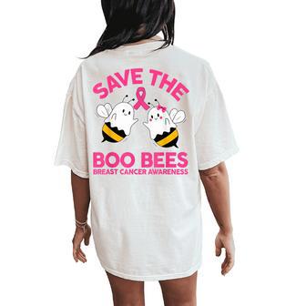 Save The Boobees Boo Bees Breast Cancer Halloween Women Women's Oversized Comfort T-Shirt Back Print - Thegiftio UK