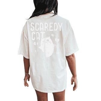 Scaredy Cat Ghost Halloween Costume For Girls Women's Oversized Comfort T-Shirt Back Print - Thegiftio UK