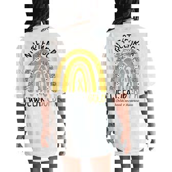In September We Wear Gold Childhood Cancer Awareness Rainbow Women's Oversized Comfort T-Shirt Back Print | Mazezy