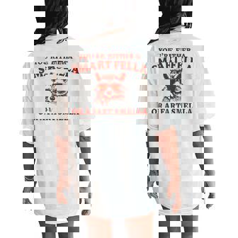 Are You A Smart Fella Or Fart Smella Sarcastic Racoon Women's Oversized Comfort T-Shirt Back Print - Seseable