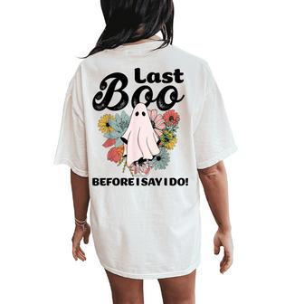 Spooky Bride Floral Ghost Wedding Bachelorette Halloween Women's Oversized Comfort T-Shirt Back Print - Thegiftio UK