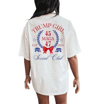 Trump Girl 45 47 Social Club Trump 2024 Women's Oversized Comfort T-Shirt Back Print - Thegiftio UK