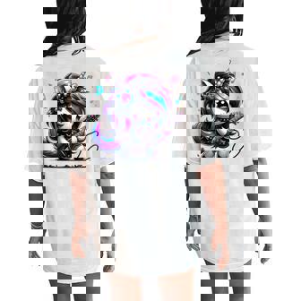 Unicorn Rock & Roll Guitar Rockin Music Guitarist Girl Women Women's Oversized Comfort T-Shirt Back Print - Monsterry