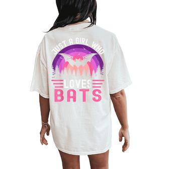 Vintage Bat Just A Girl Who Loves Bats Bat Halloween Women's Oversized Comfort T-Shirt Back Print - Thegiftio UK