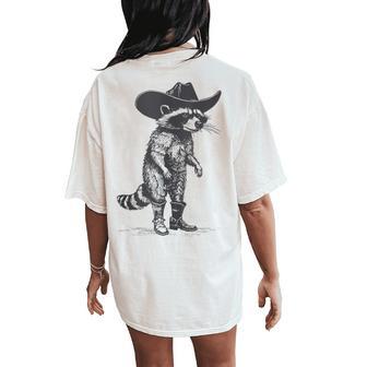 Vintage Raccoon Cowboy Cowgirl Trash Panda Western Country Women's Oversized Comfort T-Shirt Back Print - Thegiftio UK