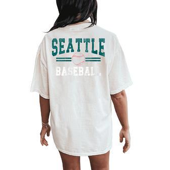 Vintage Team Seattle Baseball Game Day Women's Oversized Comfort T-Shirt Back Print - Thegiftio UK