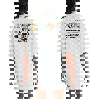 Voting Prevents Unwanted Presidencies Floral Us Flag Women's Oversized Comfort T-Shirt Back Print - Monsterry